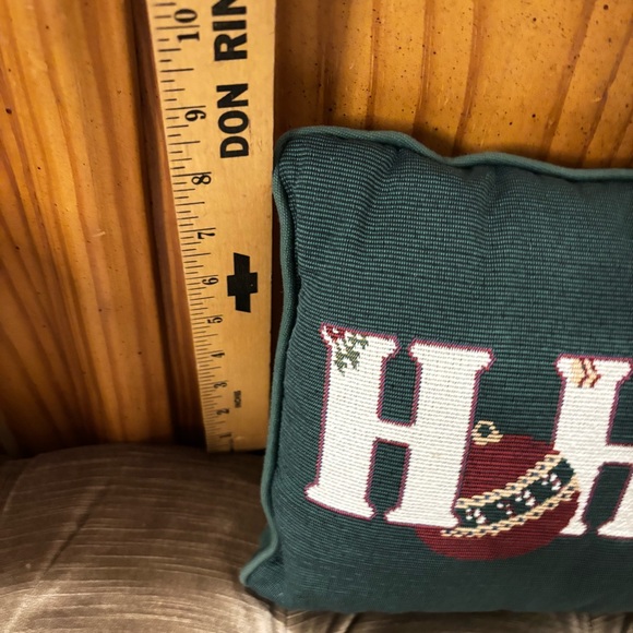 Vintage HoHoHo Tapestry Pillow Small Green Ornament Balls - Picture 6 of 7